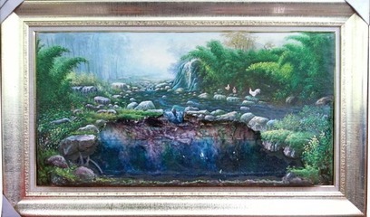 批發經典風景類油畫魚缸 藝術與家居的完美融合